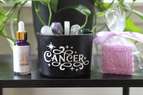 Zodiac, cancer, crystals, candles