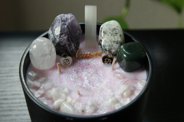 candles, crystals, zodiac