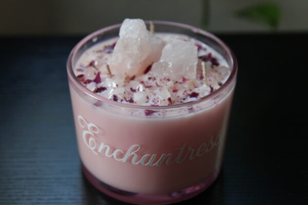 rose quartz crystals candles