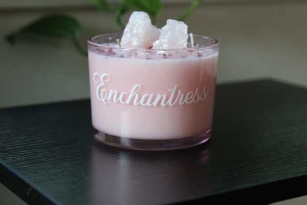 candles, rose quarts, crystals