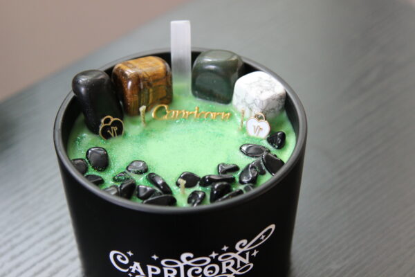 capricorn, zodiac, candles, crystals