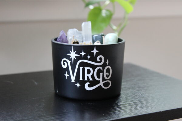 virgo, candles, zodiac, crystals