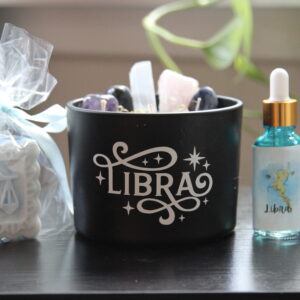Libra, zodiac, candles, crystals