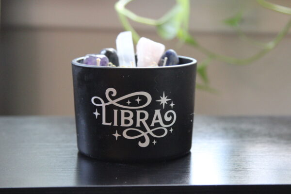 libra, candles, zodiac, crystals