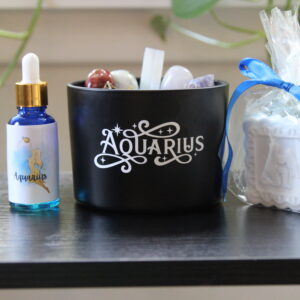 aquarius, zodiac, candles, crystals, oils