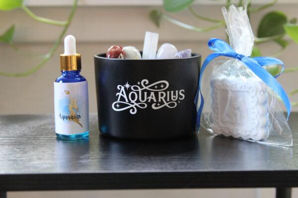 aquarius, zodiac, candles, crystals, oils