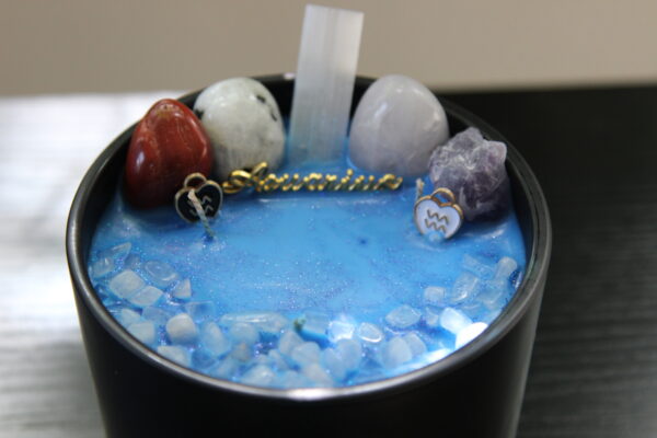 aquarius, candles, crystals, zodiac