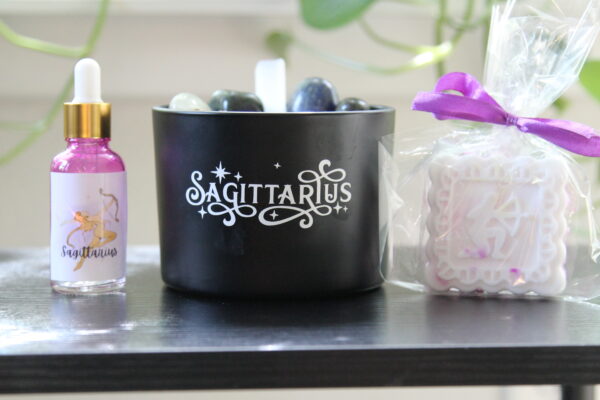 sagittarius, zodiac, crystals, candles, oils