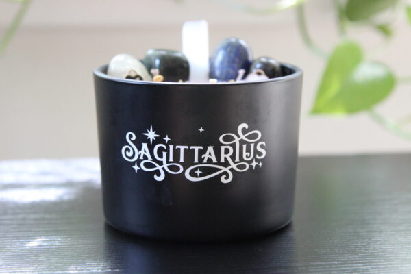 sagittarius, zodiac, candles, crystals