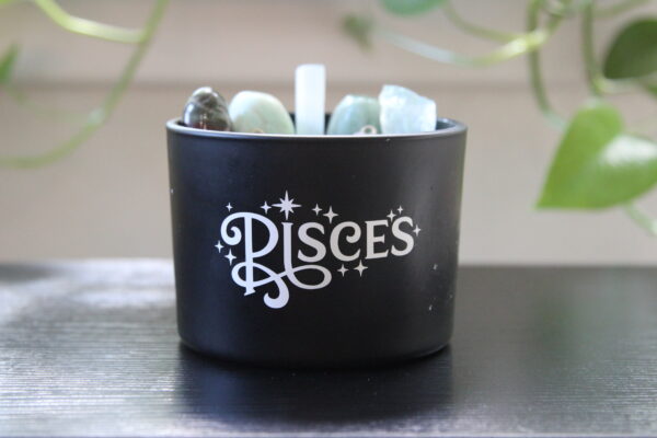 pisces, zodiac, candles, crystals