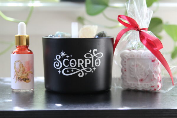 scorpio, zodiac, candles, crystals, oils