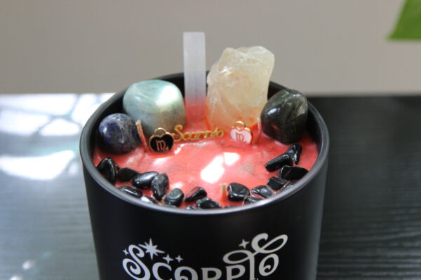 scorpio, zodiac, candles, crystals