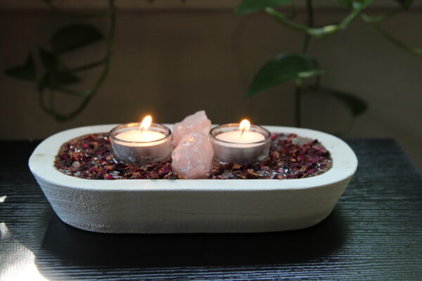 crystals, rose quarts, altar